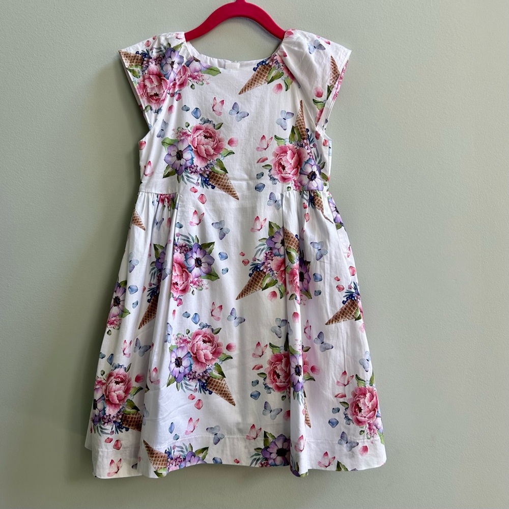 Mayoral Girls Floral Ice Cream Cone Dress Size 7, 122cm